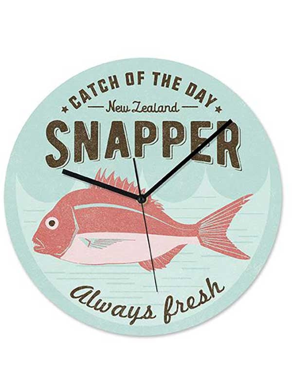Retro New Zealand Seafood Snapper Frameless Clock