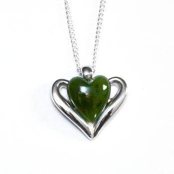 Sterling Silver and Greenstone Heart Pendant