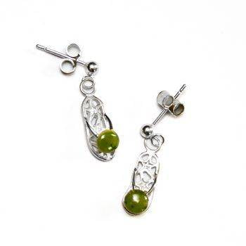 Sterling Silver and Greenstone Jandal Earrings