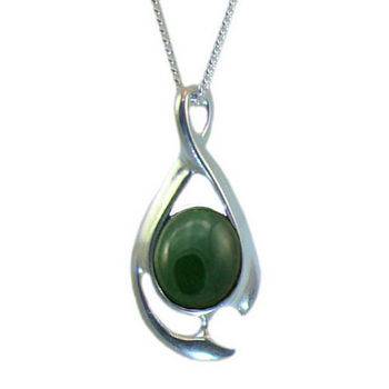 Sterling Silver and Greenstone Contemporary Twist Pendant