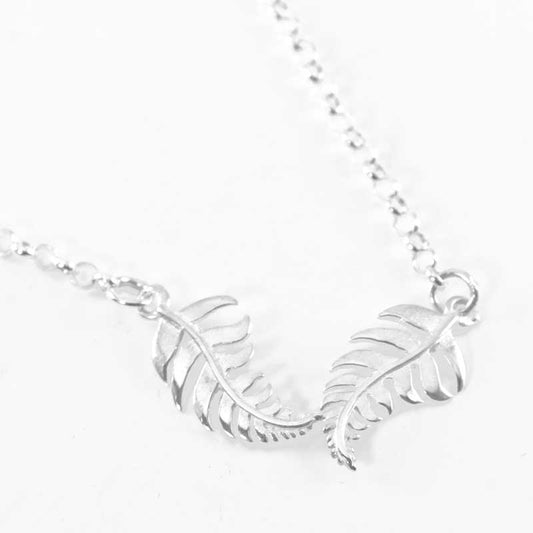 Sterling Silver Double Fern Pendant Angle