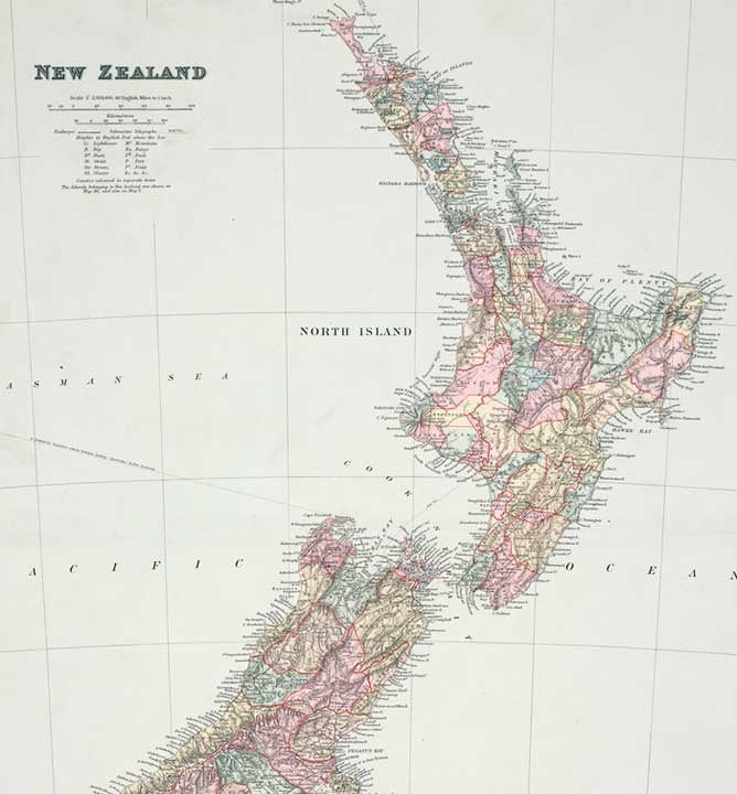 Vintage Map Of New Zealand Detail