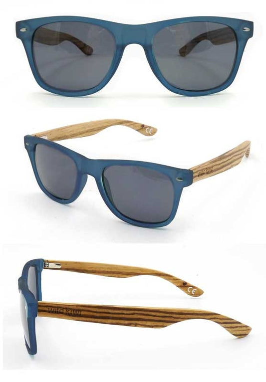 Wild Kiwi Blue Zebrawood Sunglasses