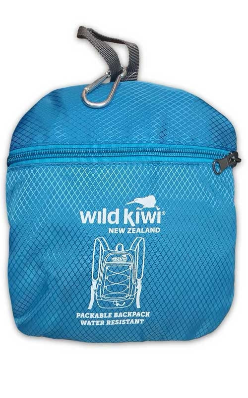 Wild Kiwi Pocket Pack Packable Backpack Aqua Folded