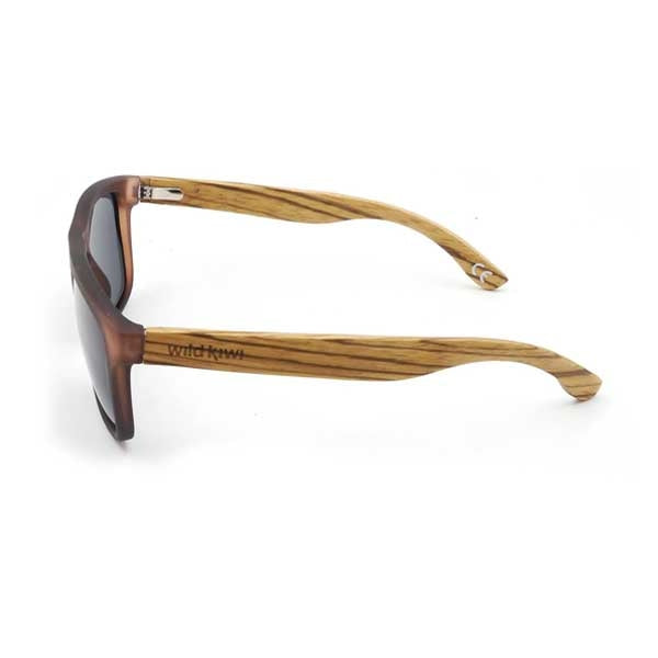 Wild Kiwi Square Zebrawood Sunglasses Side