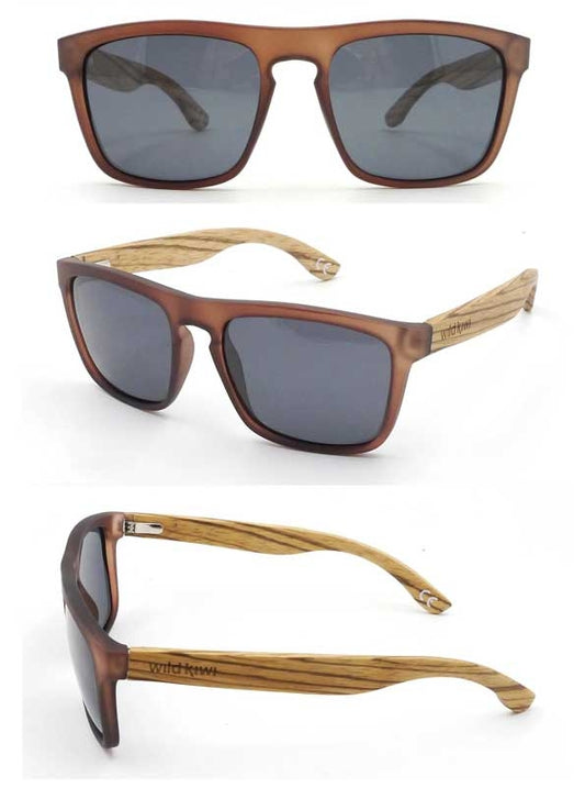 Wild Kiwi Square Zebrawood Sunglasses